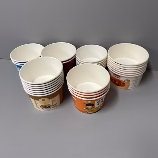 Hilo 環境に優しい使い捨てテイクアウト食品容器、クラフト紙ヌードルボウル、普通紙蓋付きホットスープカップ