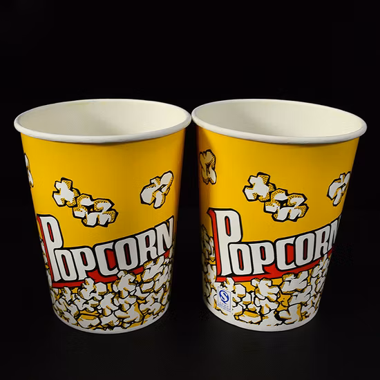 32オンス 46オンス 64オンス 85オンスの工場食品グレード紙ポップコーンカップ、丸底ポップコーンバケツ