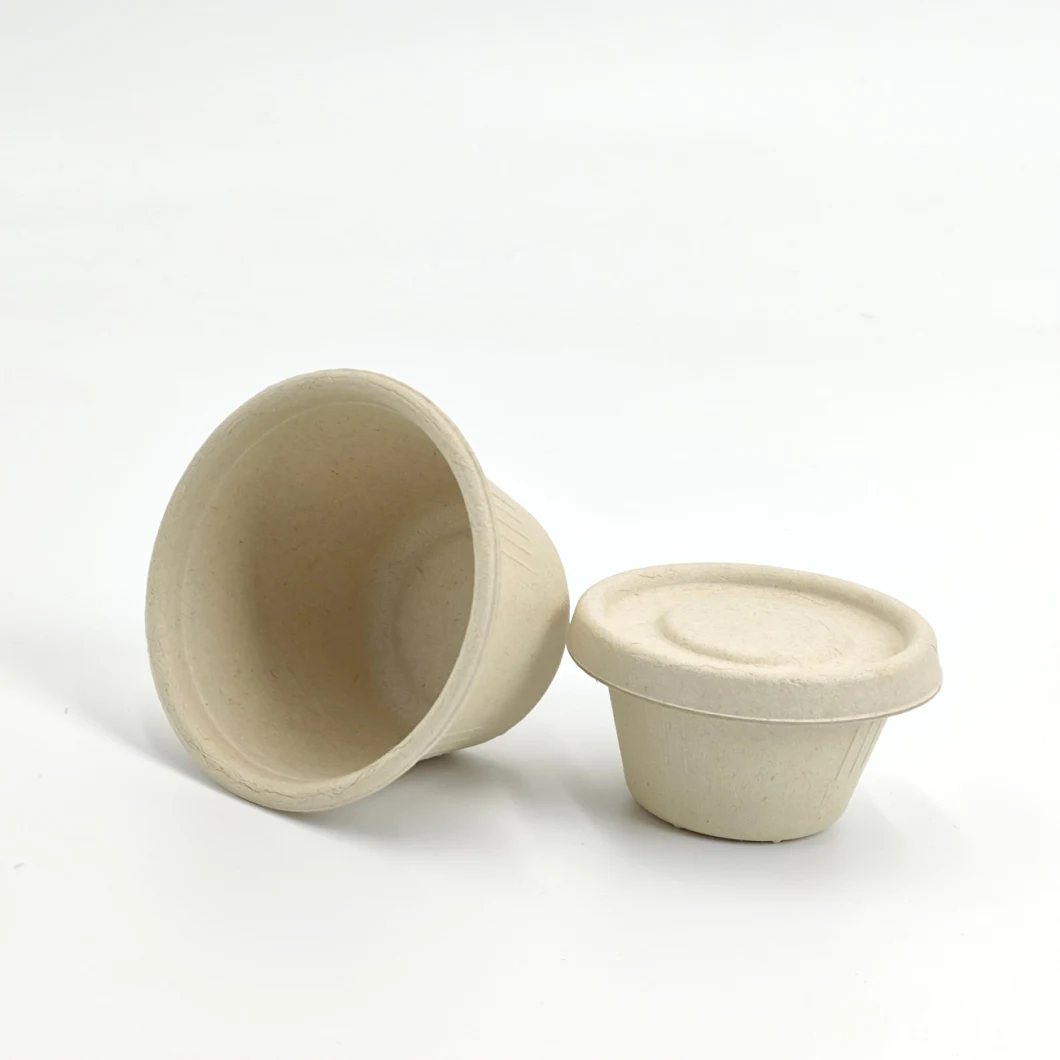 100% Biodegradable Tableware Tableware Dinnerware Compostable Pulp Board Packaging Gradable Food Bagage Sugarcane Bagasse Paper Sauce Cup 2oz 4oz