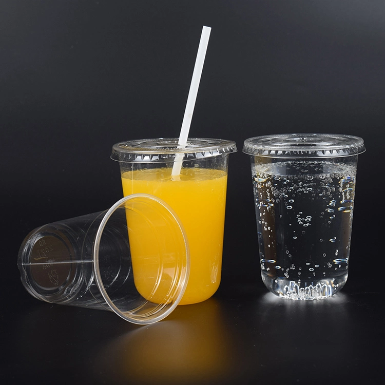 Take Away Disposable Plastic 11oz Cups with Logo Lids Straw PLA Cup Cold Drinking/Coffee/Milk/Tea Cup