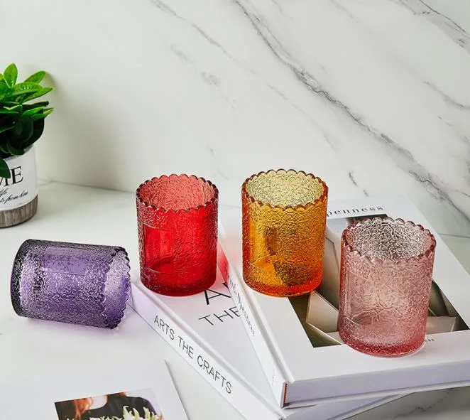 Coloured 200ml Embossed Lace Embossed Candle Cup