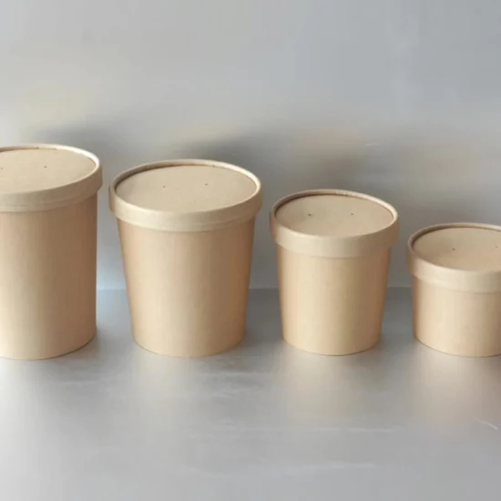 生分解性で組み立て可能なホットスープカップ、カスタマイズされたロゴが印刷された紙製